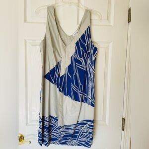 Calvin Klein Blue and Gray Midi Dress